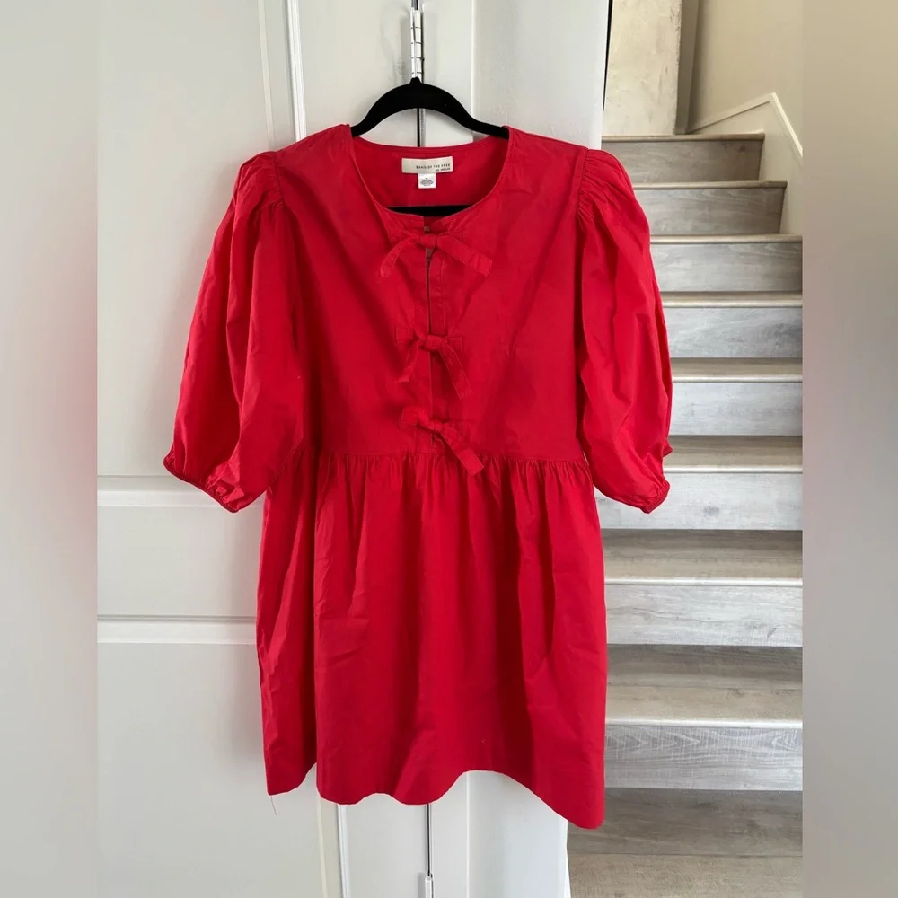 BAND OF THE FREE Red Bow Front Cotton Dress